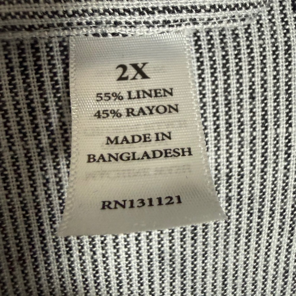 d-a-s-h Boxy Utility Linen Rayon Pinstripe Trucker Jacket 2X Blue White - Picture 5 of 11
